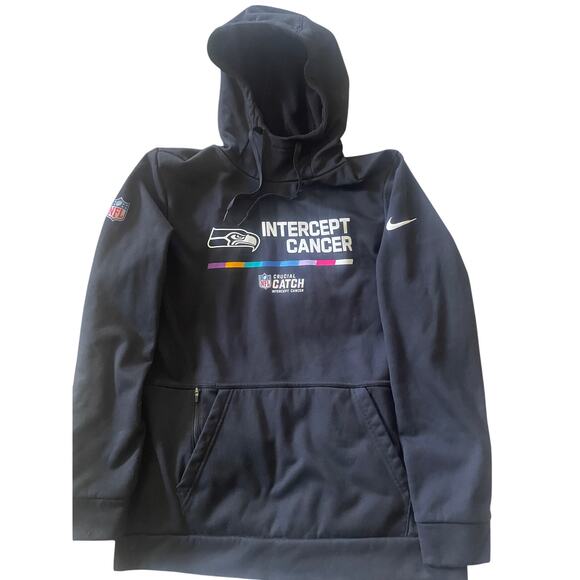 Nike Thermafit Seattle Seahawks Crucial Catch Intercept Cancer Sweatshirt Hoodie